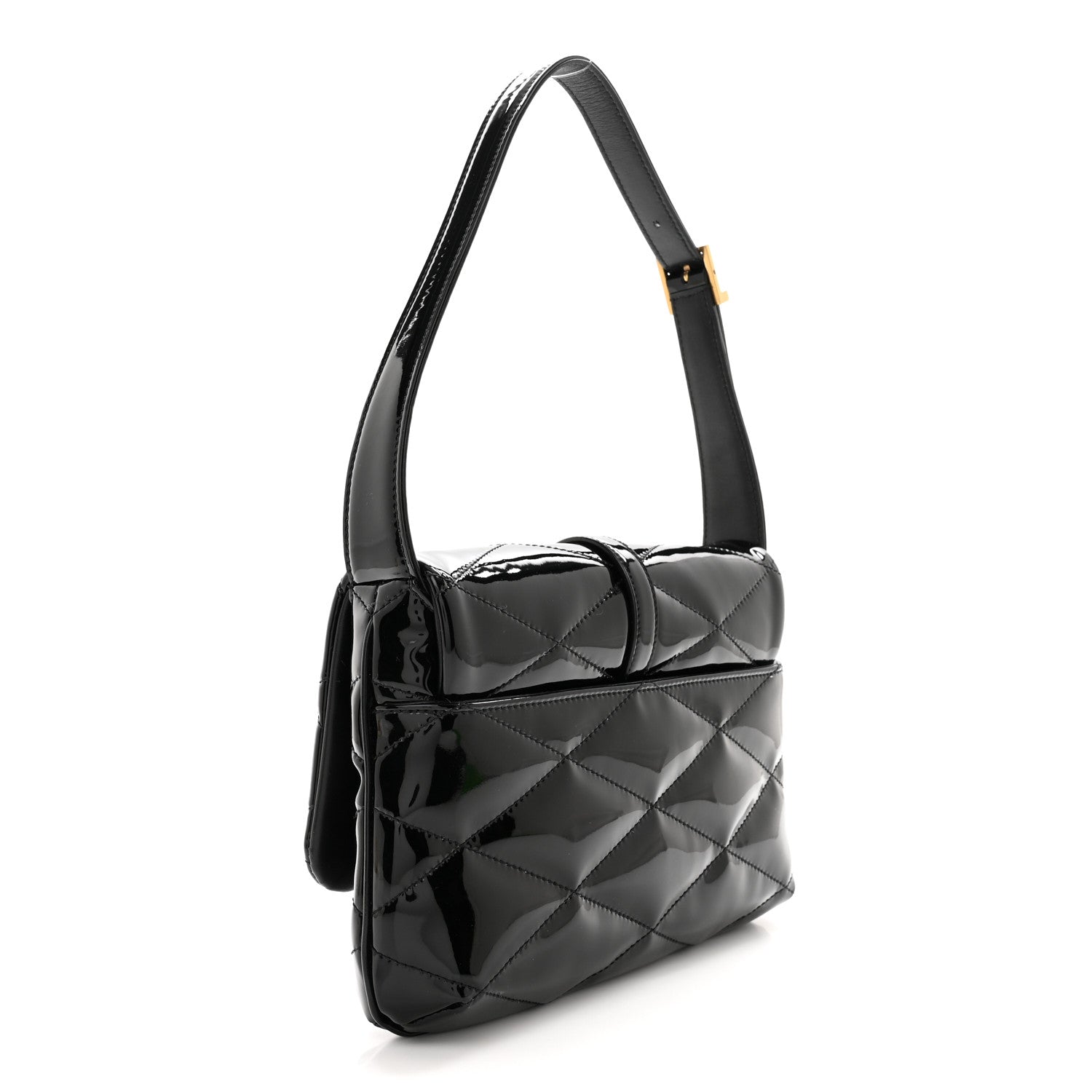 Saint Laurent SAINT LAURENT Patent Quilted Le 57 Diamond Shoulder Bag Black 3 of 13