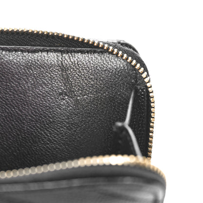 Saint Laurent Grain De Poudre Matelasse Chevron Monogram Compact Zip Around Wallet Black 8 of 8