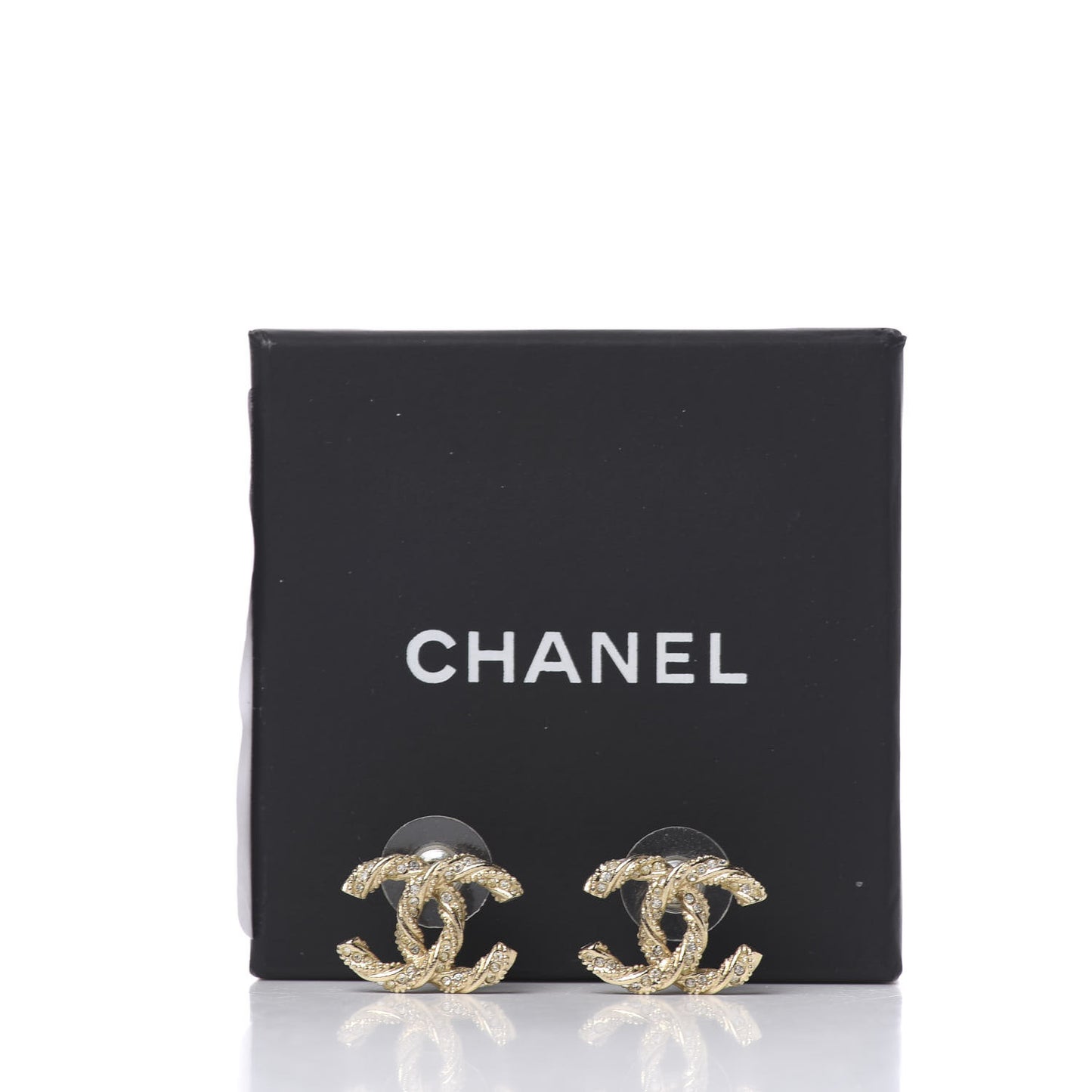 Crystal Twisted CC Earrings Gold