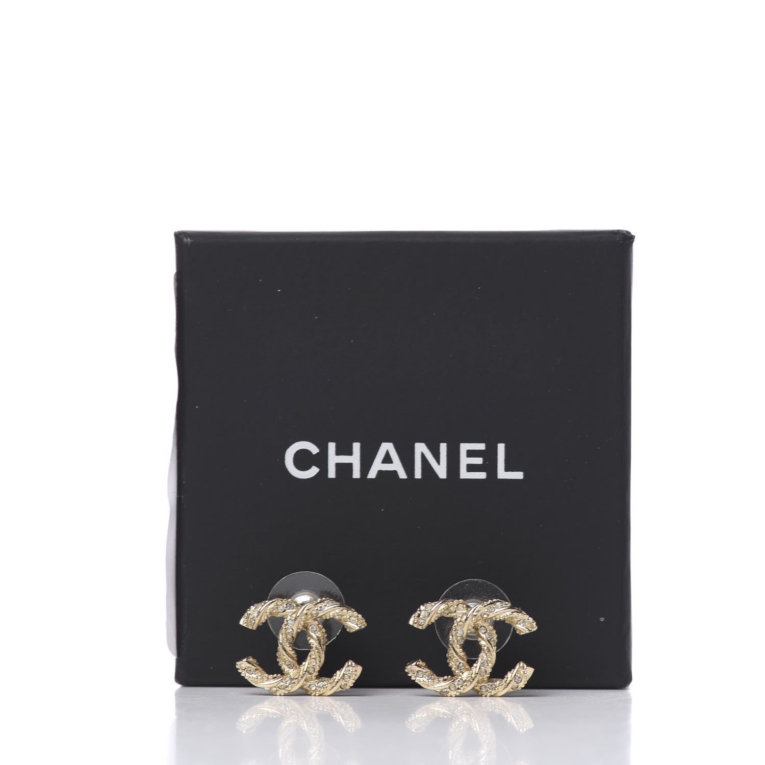 Chanel Crystal Twisted CC Earrings Gold 5 of 5