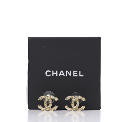 Chanel Crystal Twisted CC Earrings Gold 5 of 5