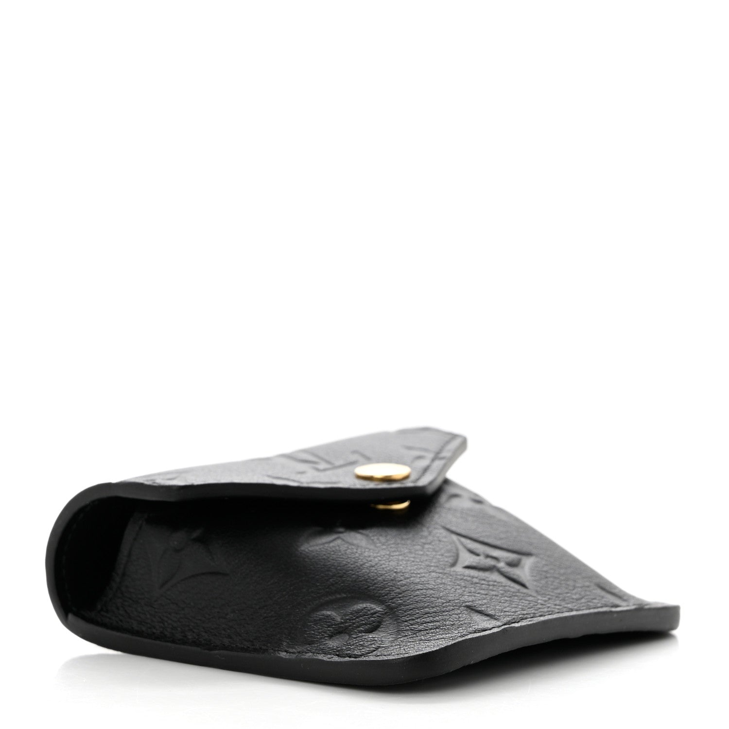 Louis Vuitton Calfskin Monogram Embossed Utility Coin Purse Black 4 of 6