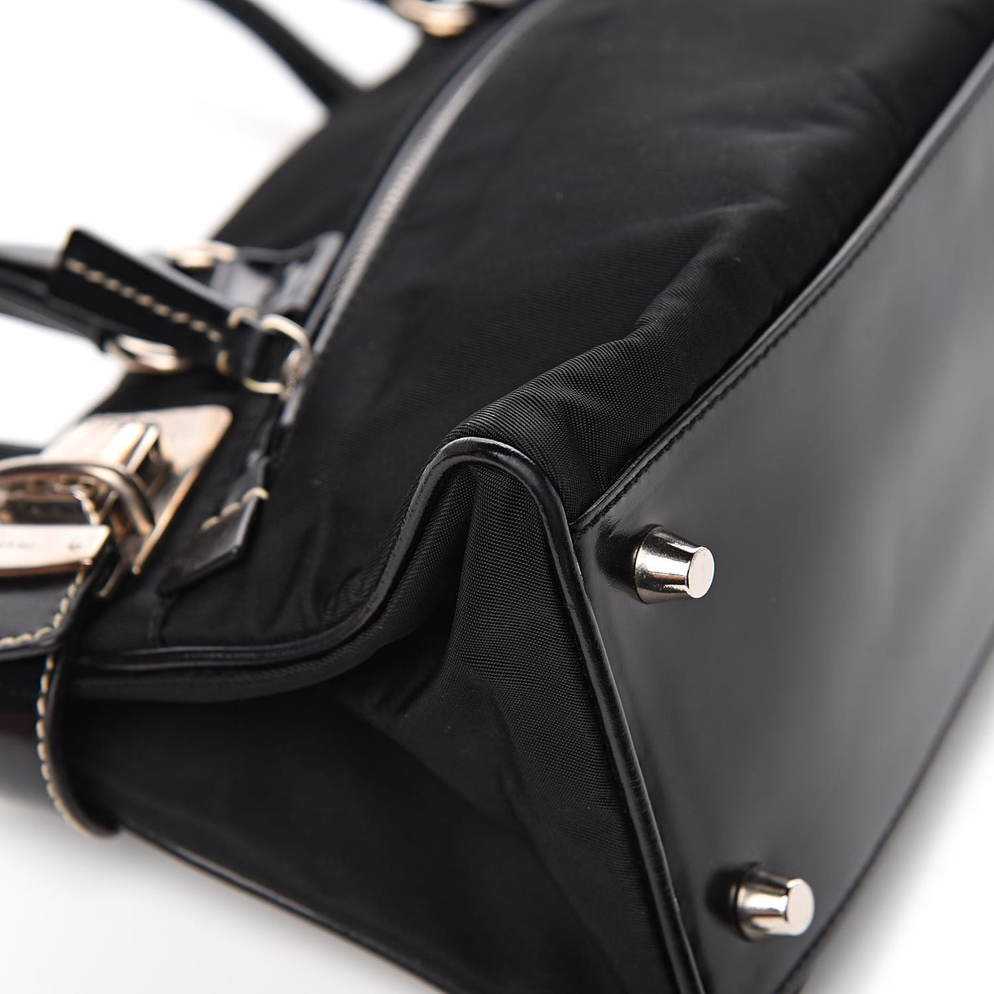 Tessuto Vitello Top Handle Bag Black