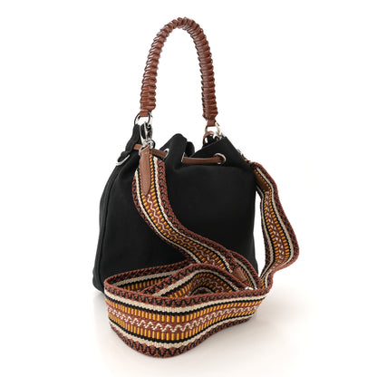 Prada Canapa Logo Bucket Bag Black Cognac 3 of 12
