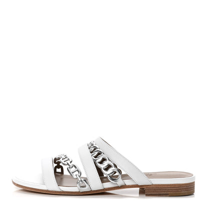 Hermes Nappa Amalfi Sandals 36 White Gris Argente 1 of 4