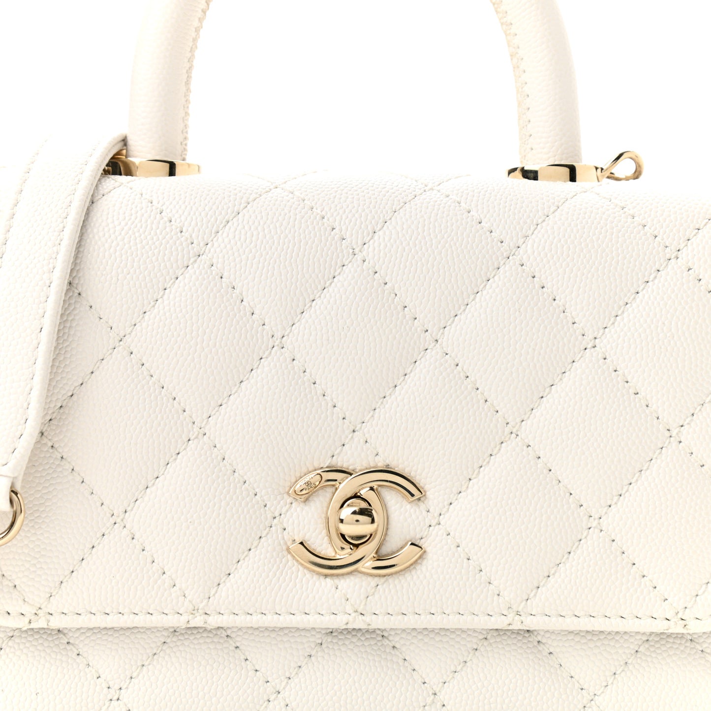 Caviar Quilted Extra Mini Coco Handle Flap White