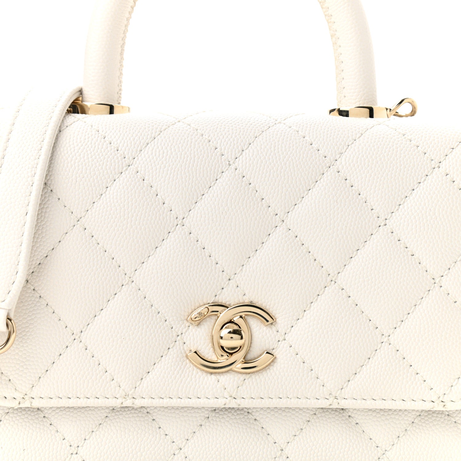 Chanel Caviar Quilted Extra Mini Coco Handle Flap White 8 of 11