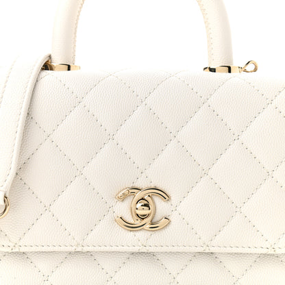 Chanel Caviar Quilted Extra Mini Coco Handle Flap White 8 of 11