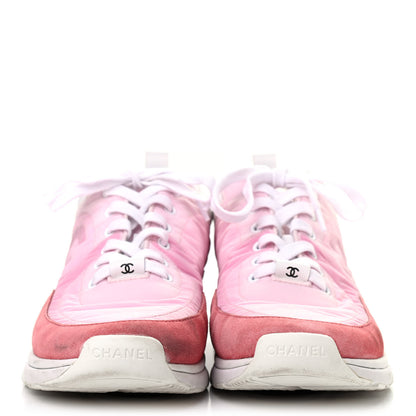 Chanel Nylon Calfskin Suede Womens CC Sneakers 39.5 Pink 2 of 7