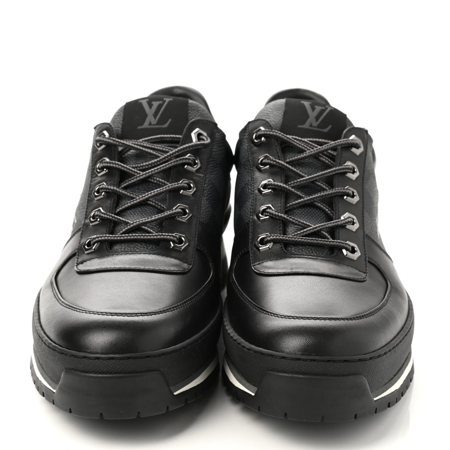 Calfskin Damier Graphite Harlem Sneakers 8 Black