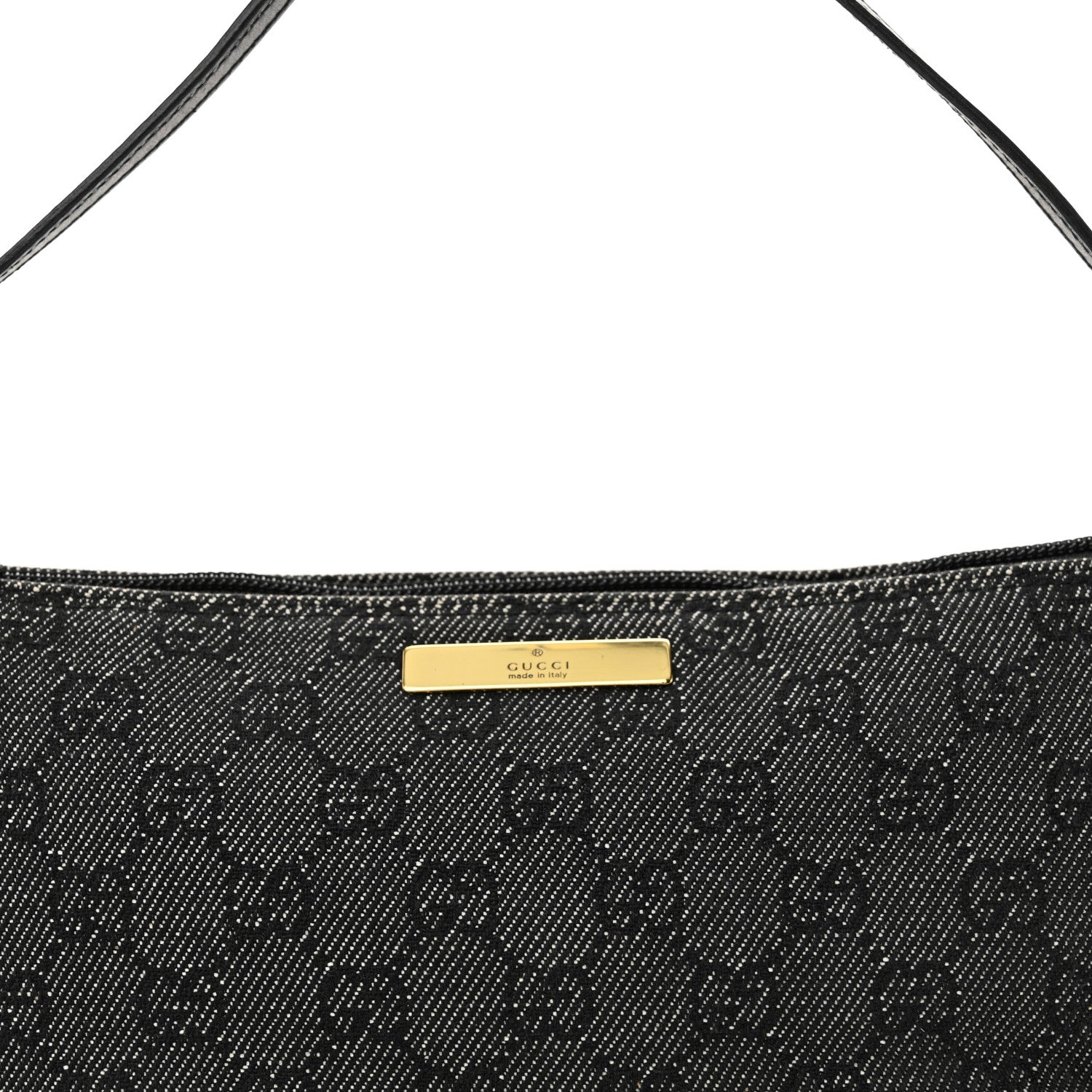 Gucci Denim Monogram Boat Pochette Black 8 of 11