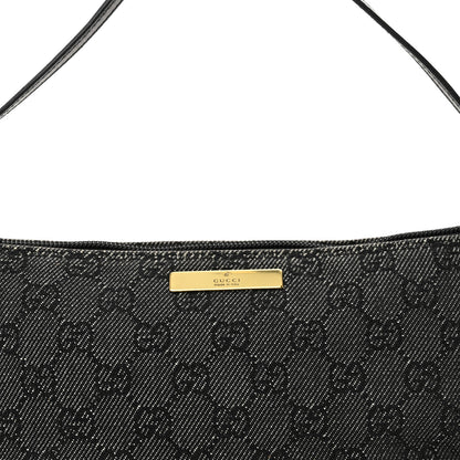 Gucci Denim Monogram Boat Pochette Black 8 of 11