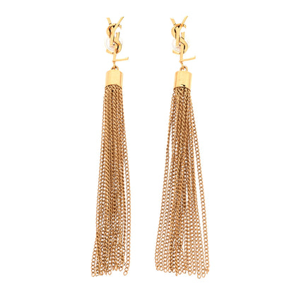 Saint Laurent Metal Monogram Loulou Tassel Earrings Gold 1 of 5