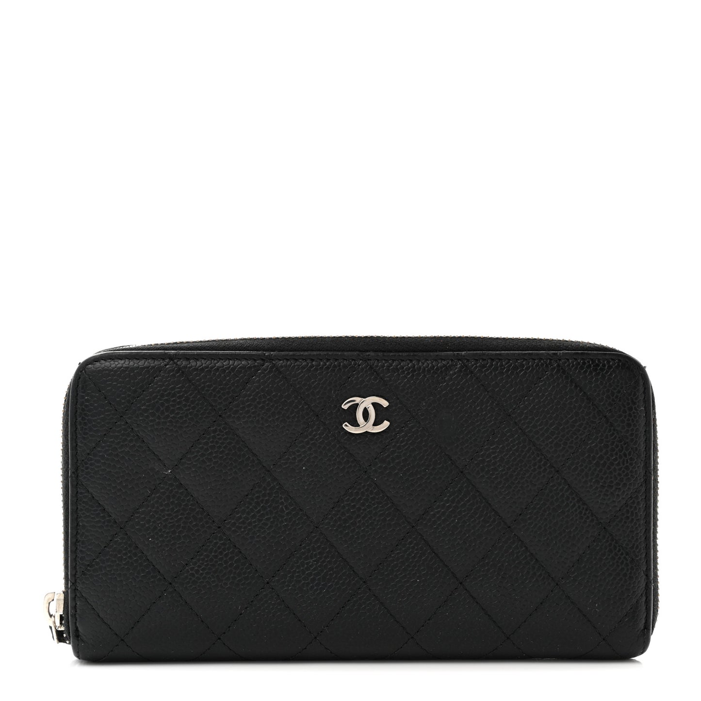 Caviar Quilted Large Gusset Zip Around Wallet Black