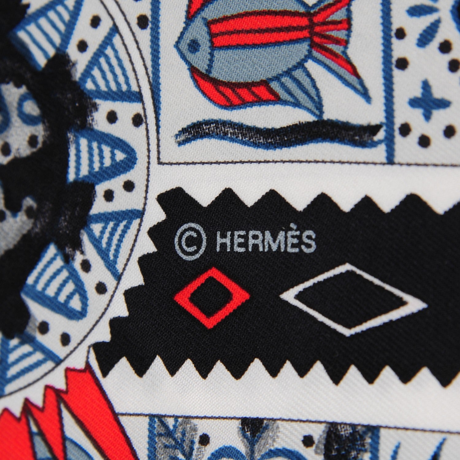Hermes Silk Ors Blues d'Afrique Scarf 90 Noir Gris Rouge 3 of 8