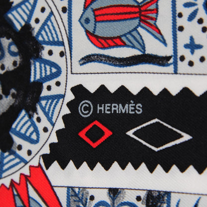 Hermes Silk Ors Blues d'Afrique Scarf 90 Noir Gris Rouge 3 of 8
