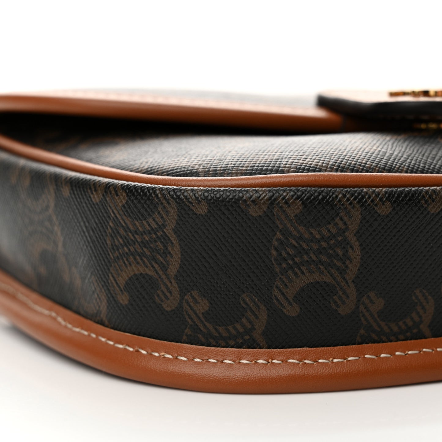 Canvas Calfskin Triomphe Mini Besace Tan