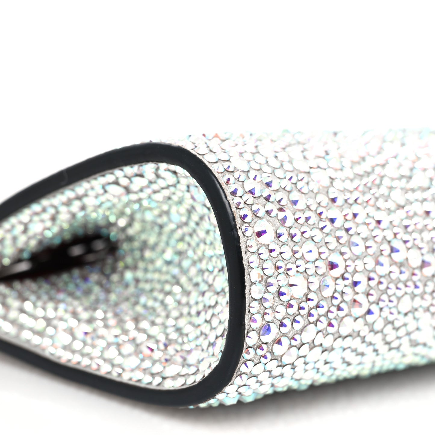 Suede Crystal Strass Small Palmette Clutch Silver