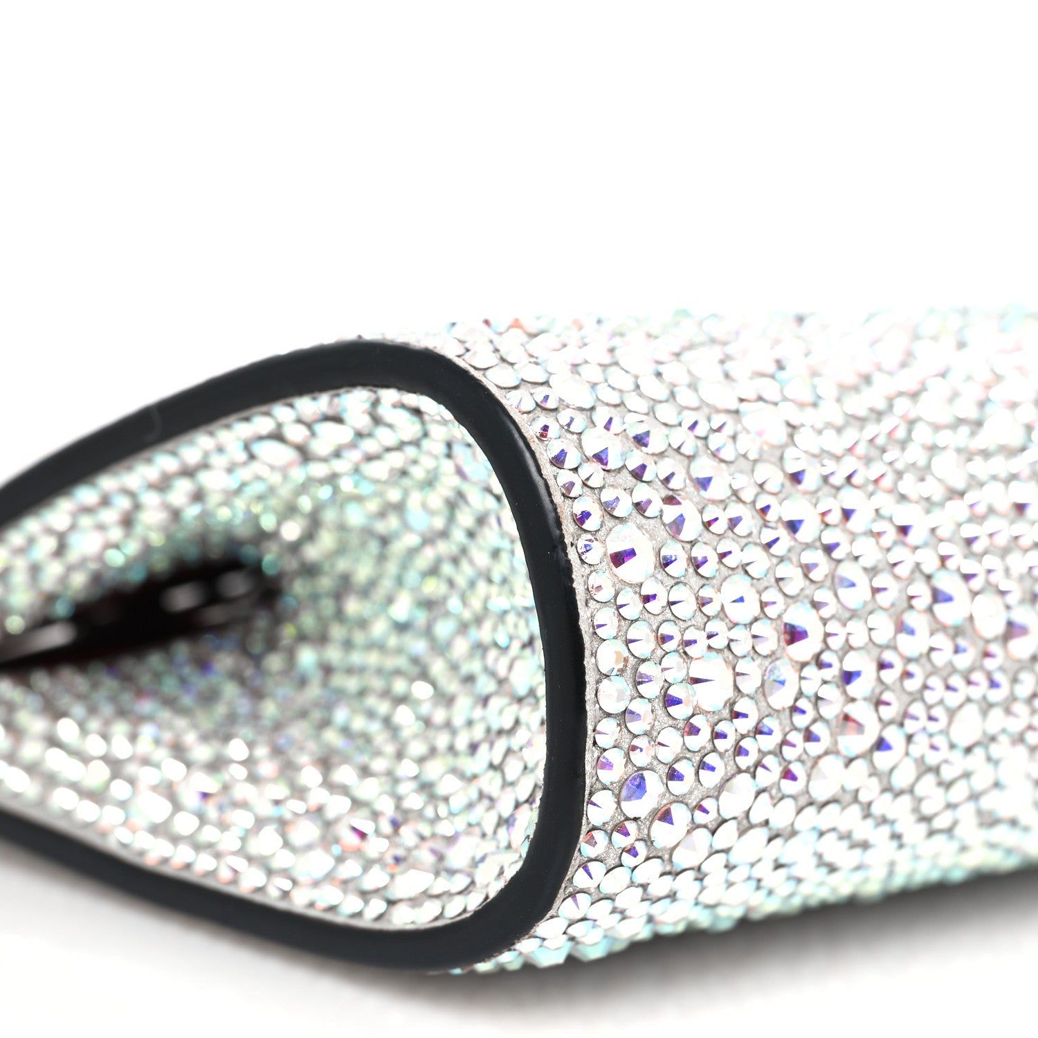 Christian Louboutin Suede Crystal Strass Small Palmette Clutch Silver 7 of 8