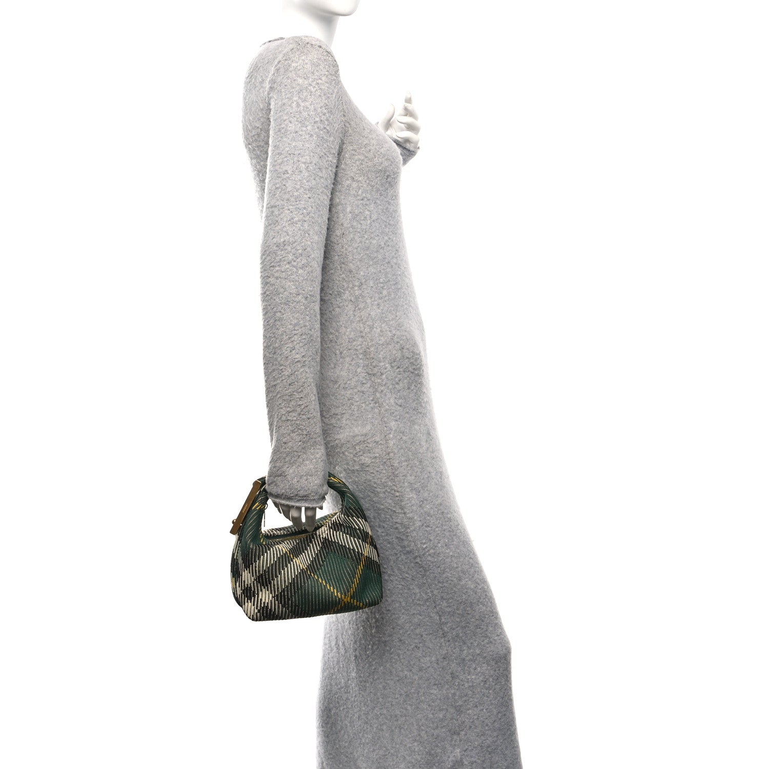 Burberry Canvas Knitted Check Mini Peg Duffle Bag Ivy 2 of 10