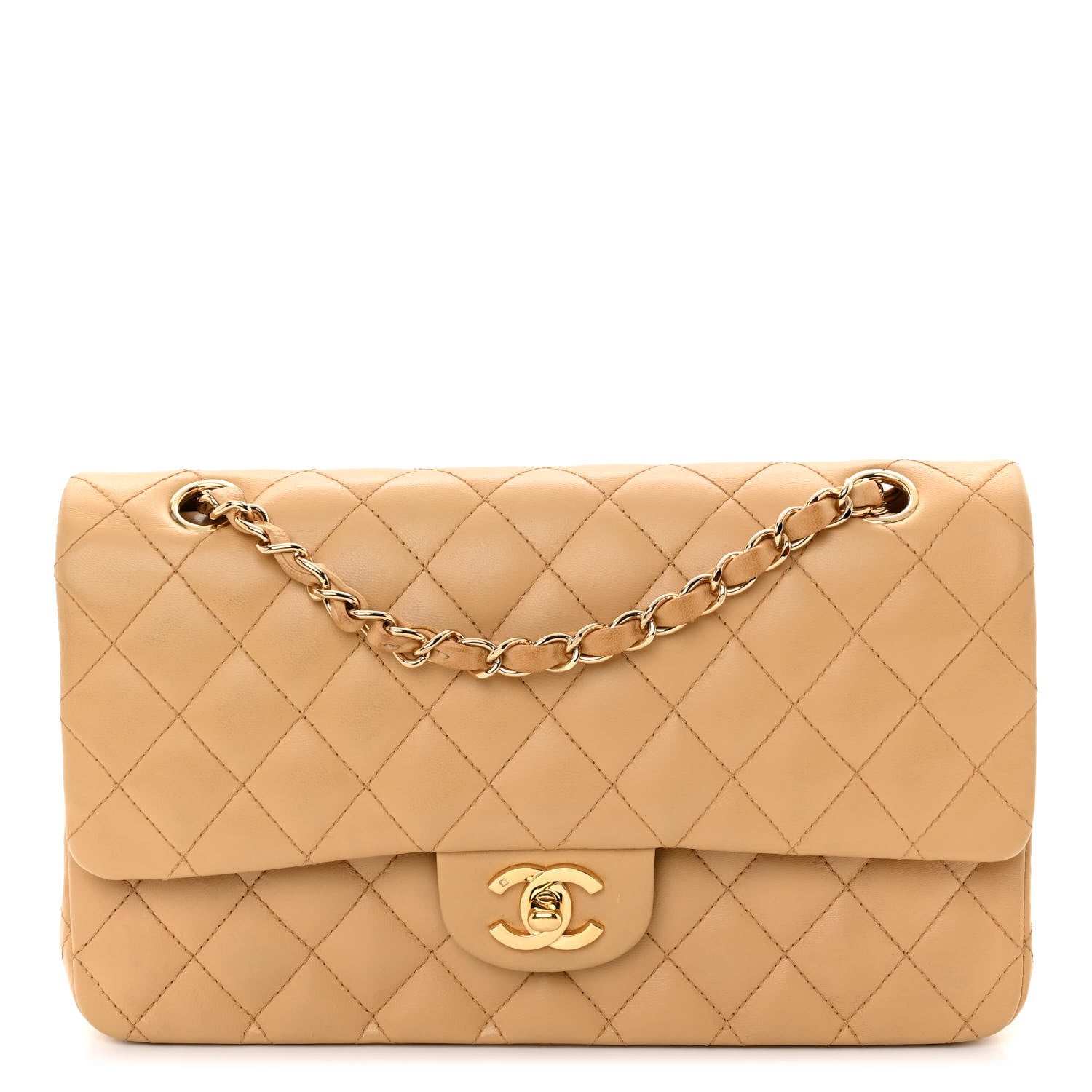 Chanel Lambskin Quilted Medium Double Flap Beige 1 of 10