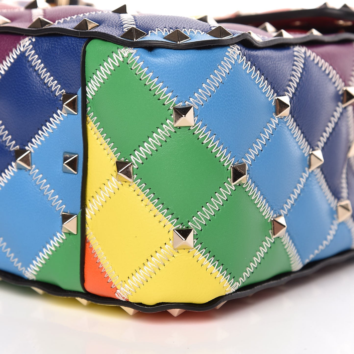 Lambskin Medium Rockstud Spike Shoulder Bag Rainbow