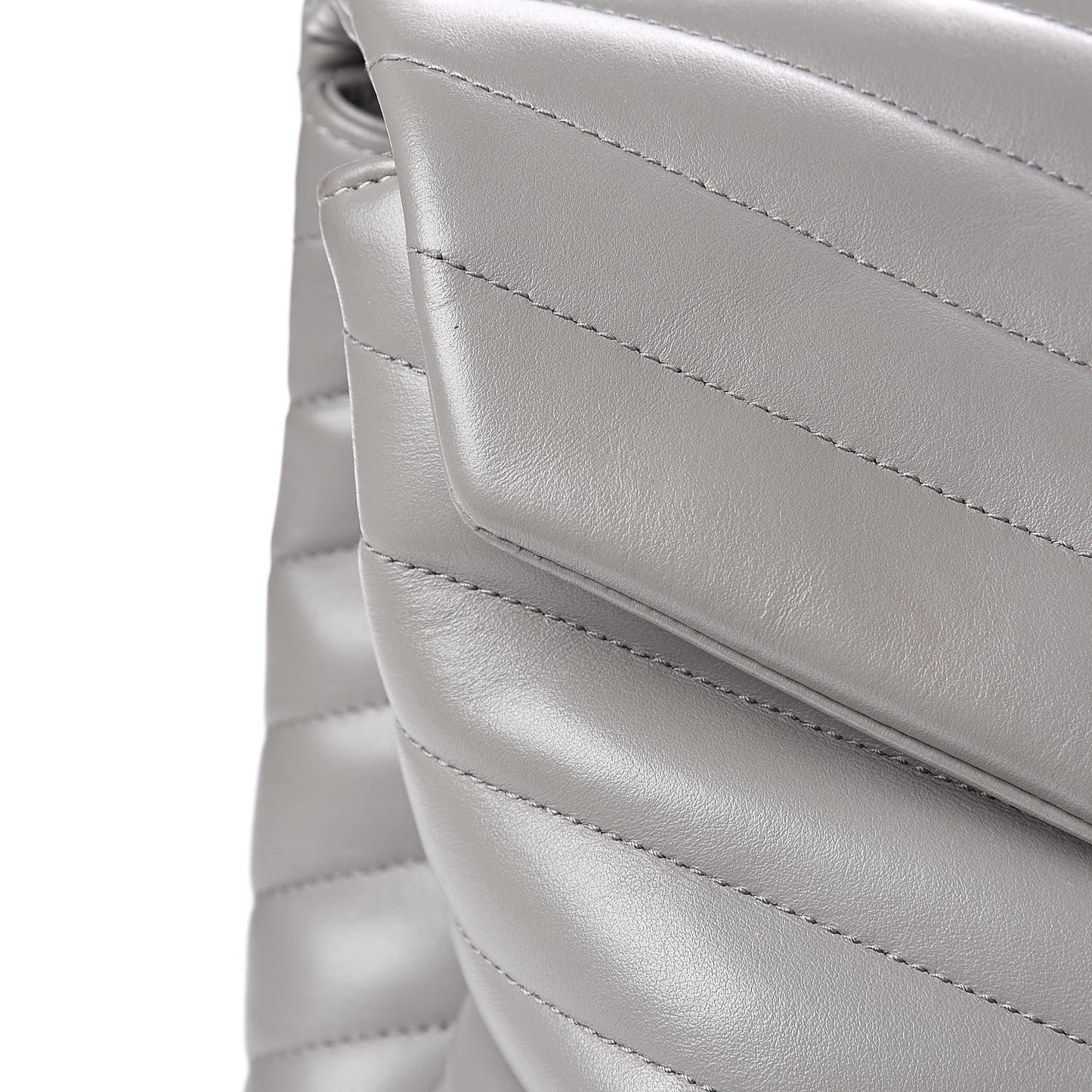 Calfskin Y Quilted Monogram Large Loulou Chain Satchel Light Grey
