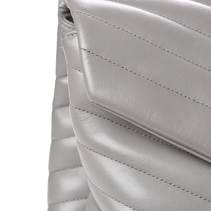 Saint Laurent Calfskin Y Quilted Monogram Large Loulou Chain Satchel Light Grey 12 of 13