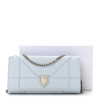 Christian Dior Grained Calfskin Diorama Croisiere Chain Wallet Light Blue 14 of 14