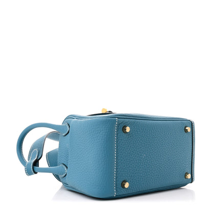 Hermes Taurillon Clemence Mini Lindy 20 Bleu Jean 4 of 10