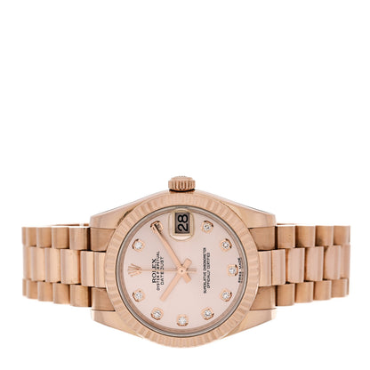 Rolex 18K Everose Gold Diamond 31mm Oyster Perpetual Datejust President Watch Silver 178275 2 of 5