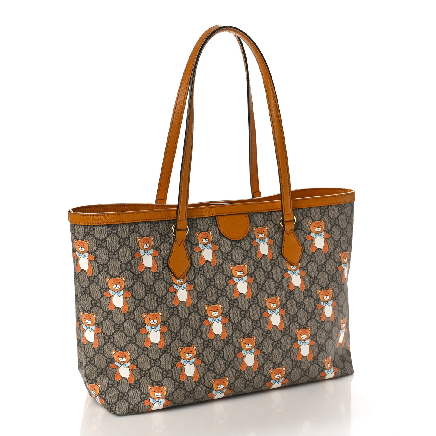 X KAI GG Supreme Monogram Medium Ophidia Shopping Tote Beige Vintage Sun Oil