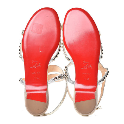 Christian Louboutin Specchio Vintage Galeria Flat Sandals 38.5 Platine Light Gold 5 of 9