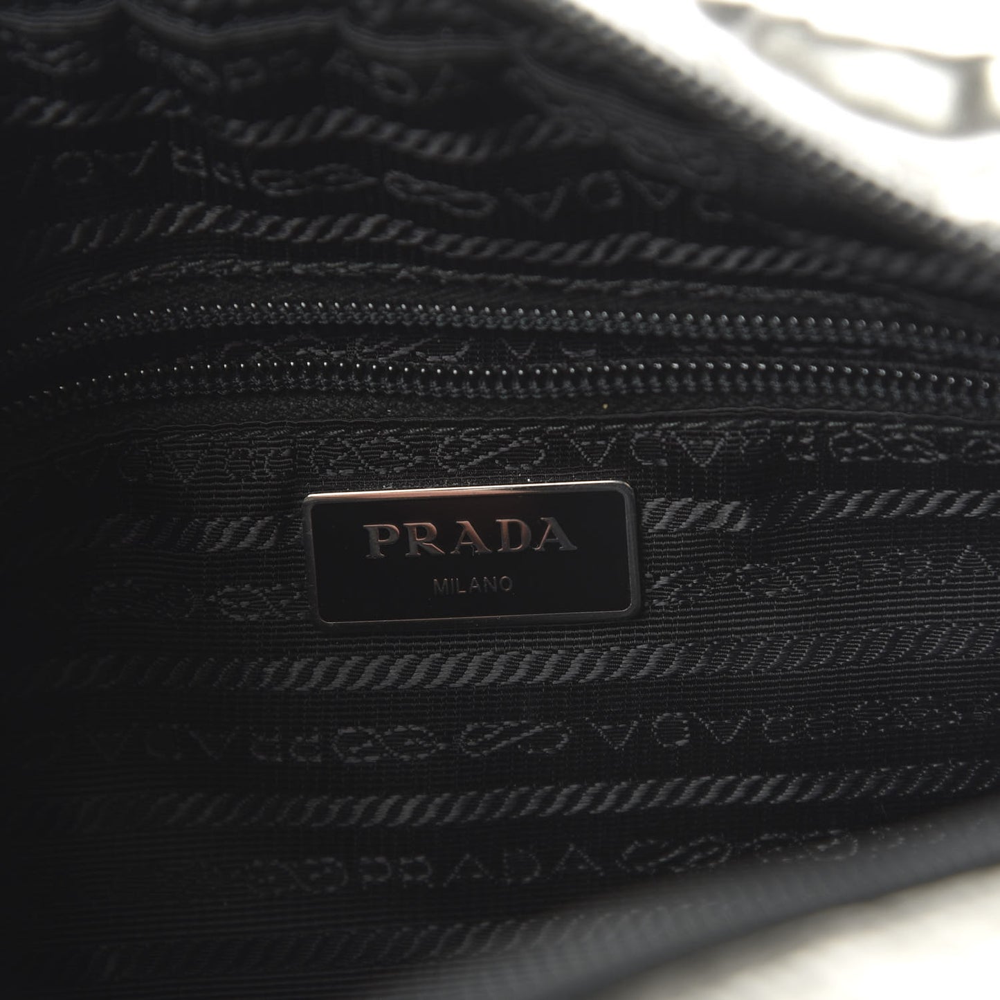 Metallic Tessuto Nylon Metal Studded Shoulder Bag Ferro Black