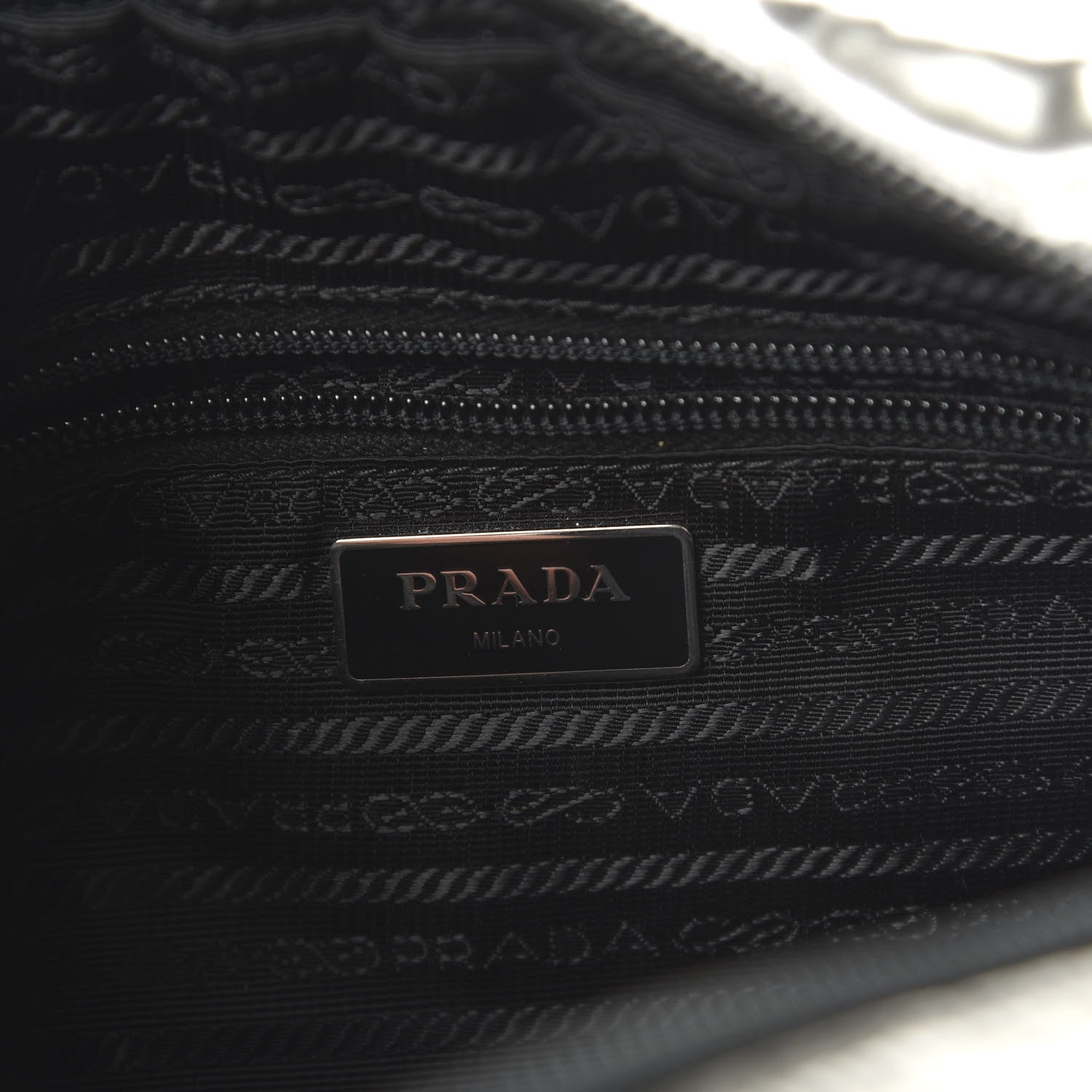 Prada Metallic Tessuto Nylon Metal Studded Shoulder Bag Ferro Black 8 of 9