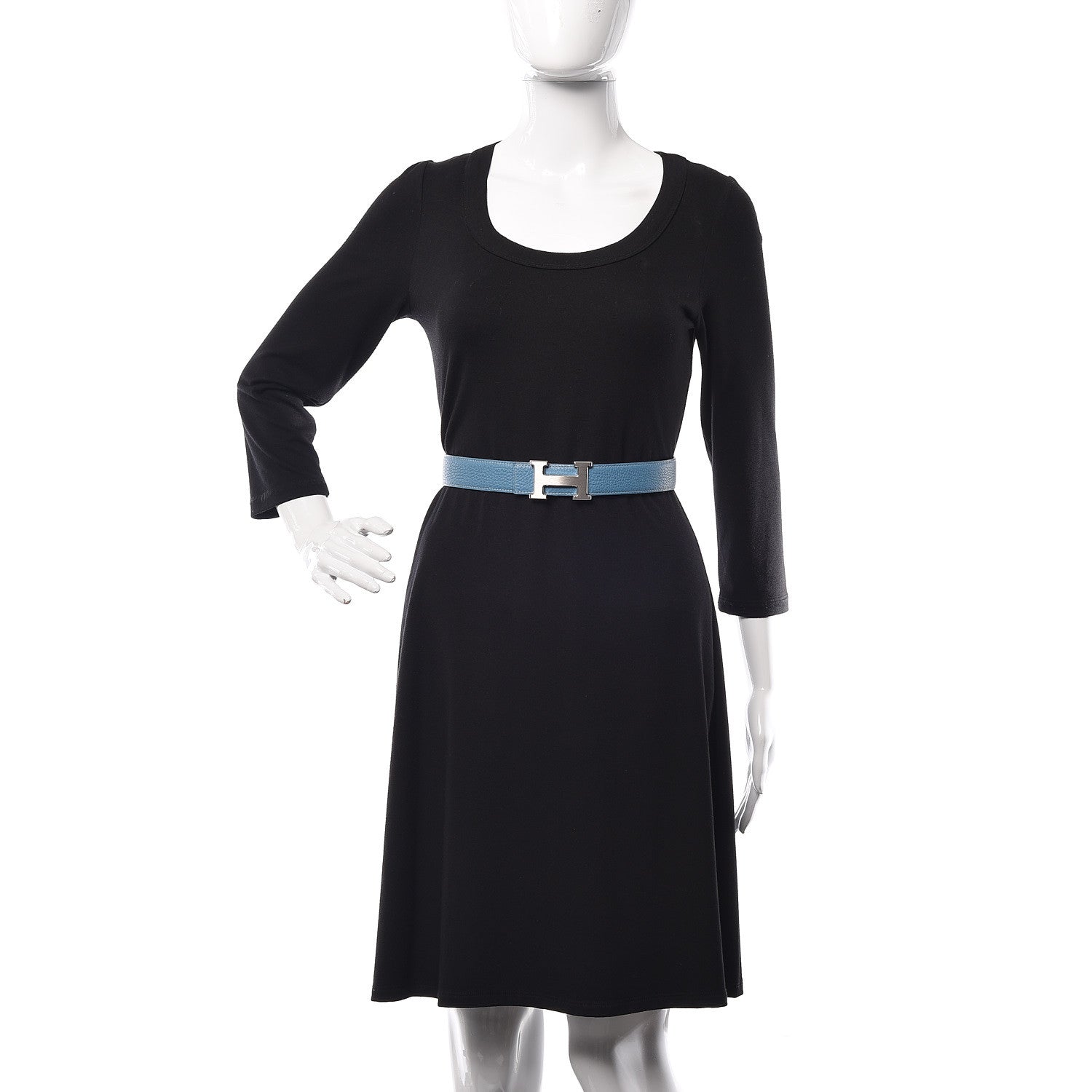 Hermes Box Togo 32mm H Belt 90 Black Blue Jean 2 of 9