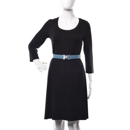 Hermes Box Togo 32mm H Belt 90 Black Blue Jean 2 of 9