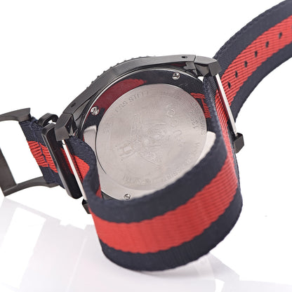 Gucci Stainless Steel Nylon 45mm Le Marche Des Merveilles Snake Quartz Watch Navy 6 of 7