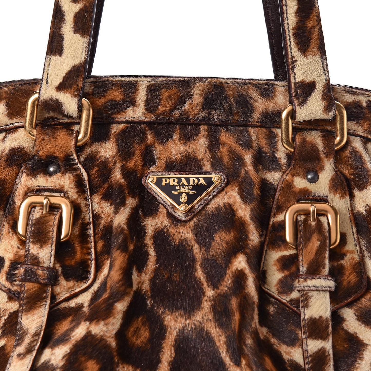 Calf Hair Leopard Print Frame Bag