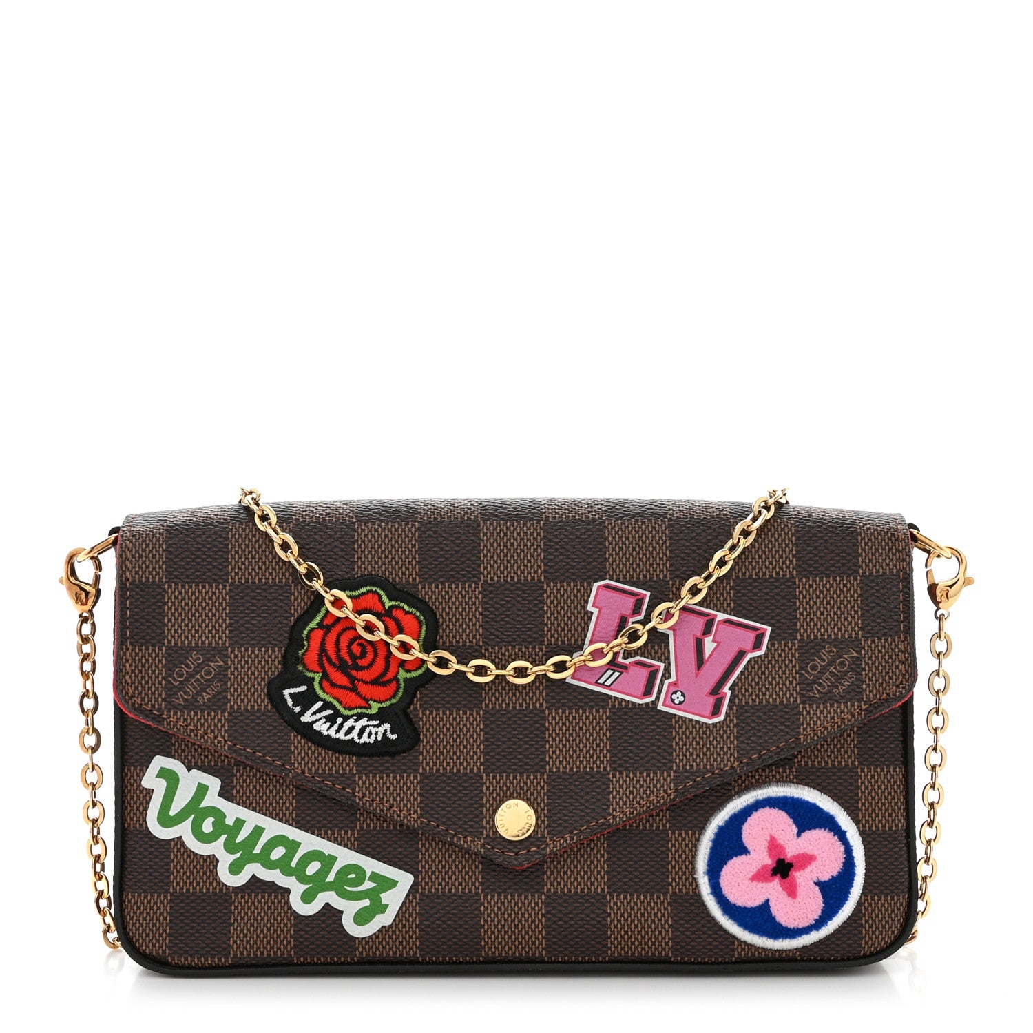 Louis Vuitton Damier Ebene LV Stories Pochette Felicie Chain Wallet 1 of 13