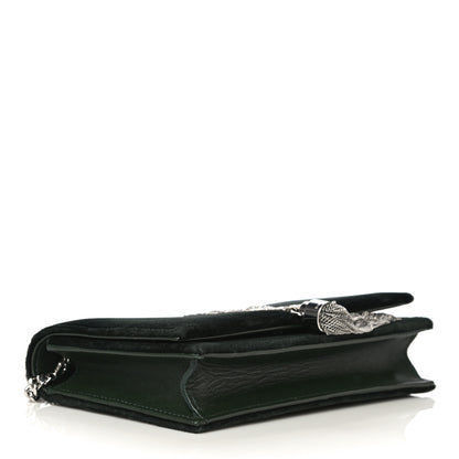 Saint Laurent Velvet Crystal Monogram Tassel Chain Wallet Green 5 of 13