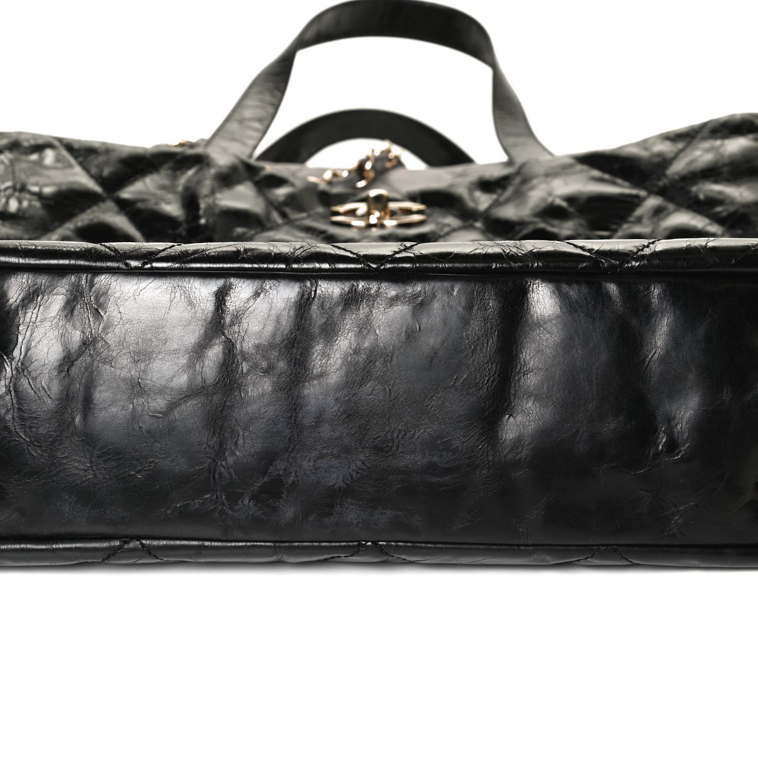 Chanel Glazed Calfskin Lambskin Quilted Portobello Tote Black Grey 11 of 11