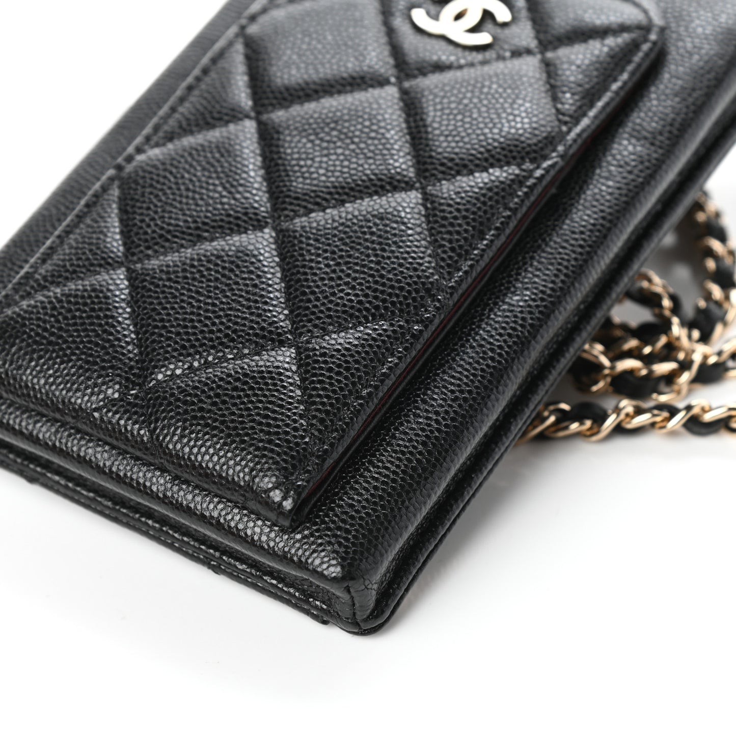 Caviar Quilted Zip Phone Case Black