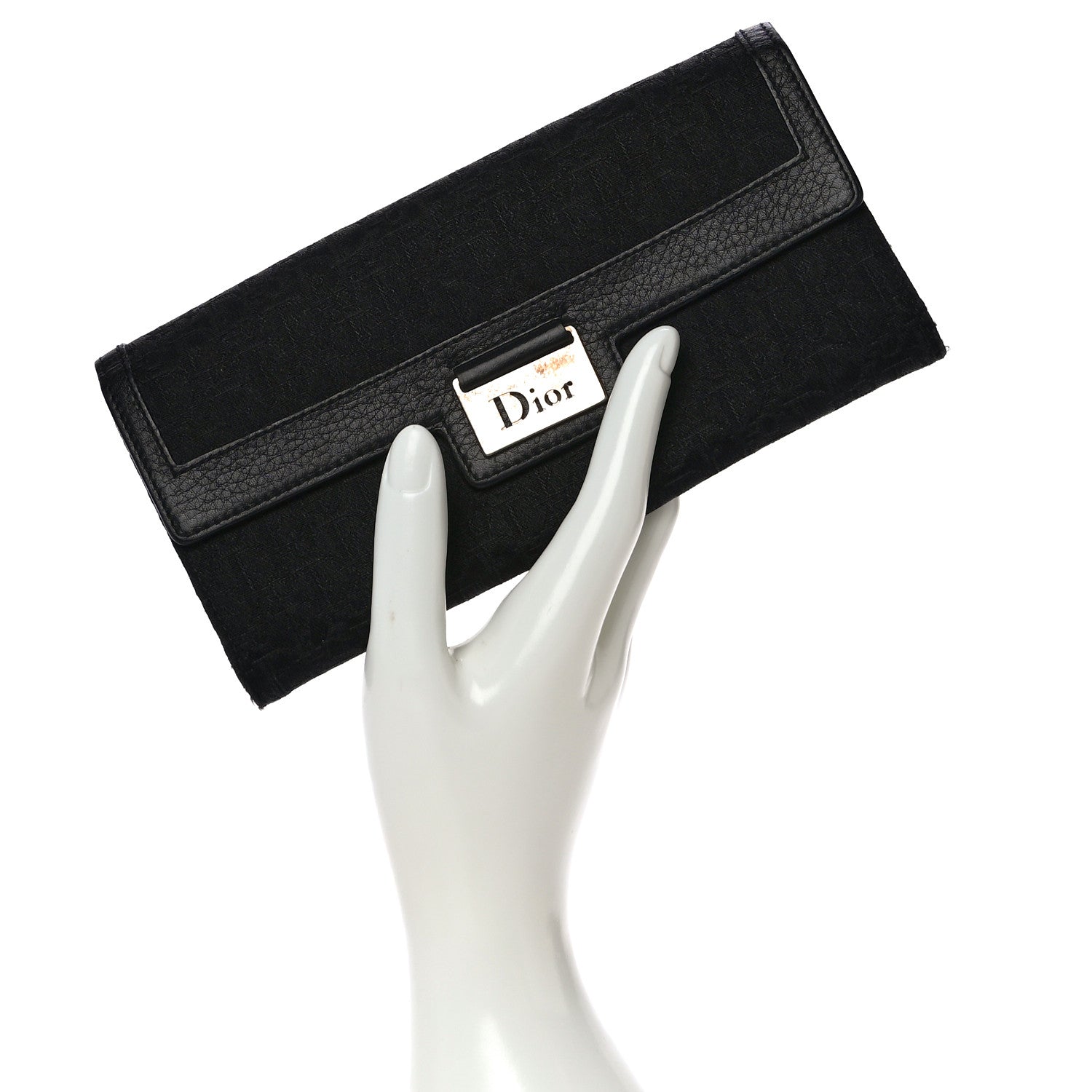 Christian Dior Monogram Flap Wallet Black 2 of 17