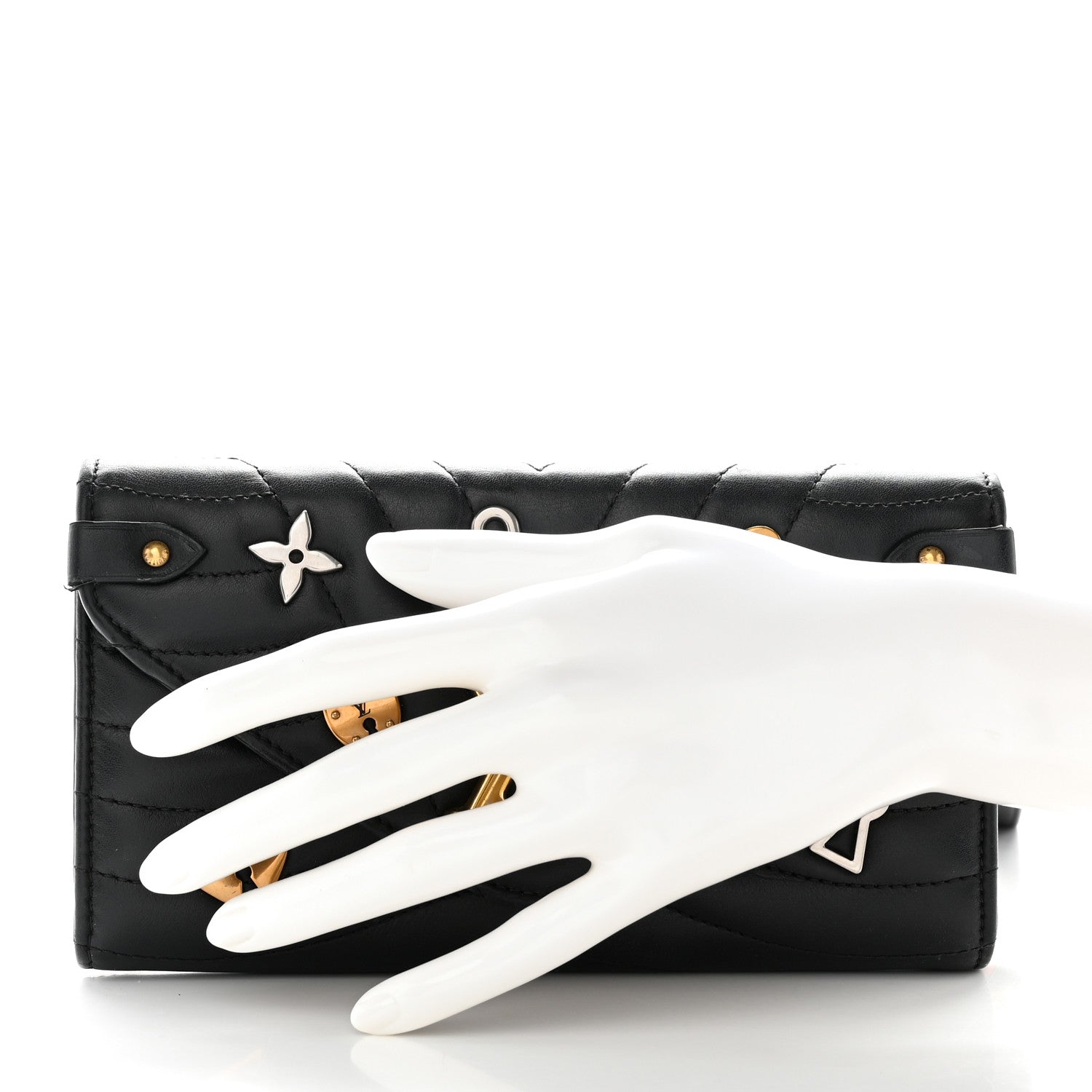 Louis Vuitton Calfskin Love Lock New Wave Long Wallet Black 2 of 14