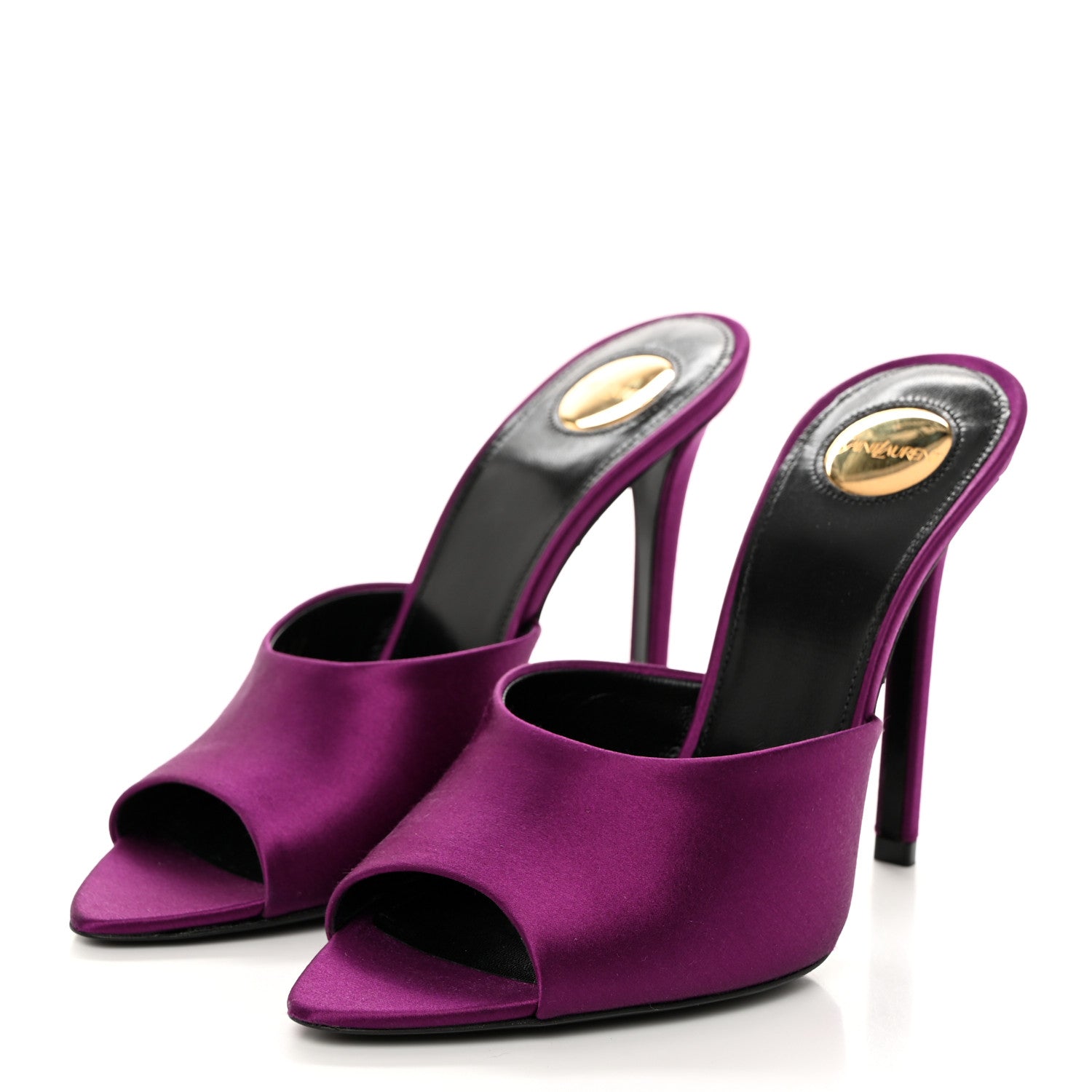 Saint Laurent Satin Goldie Mule Sandal 37 Cyclamen 3 of 8