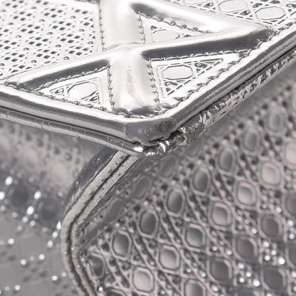 Christian Dior Metallic Patent Micro-Cannage Medium Diorama Flap Bag Silver 13 of 15
