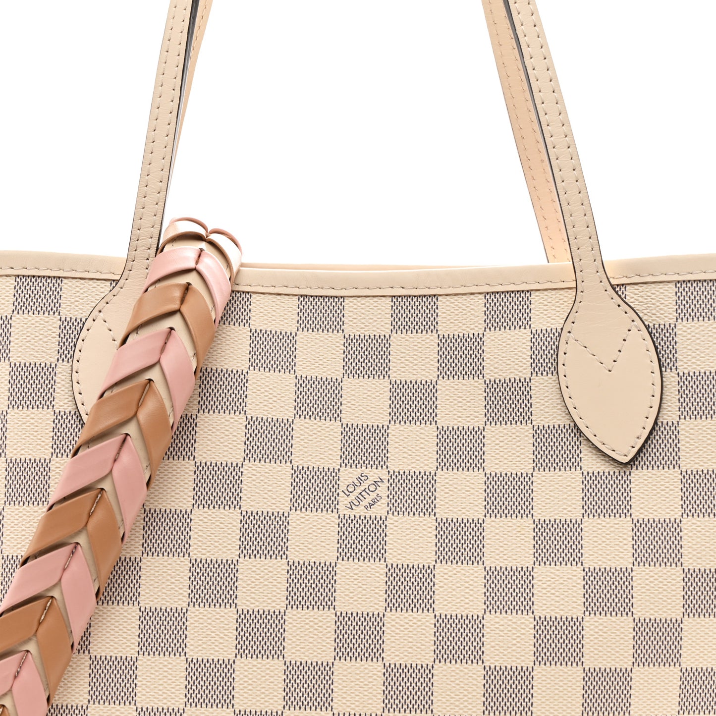 Damier Azur Braided Neverfull MM Pink