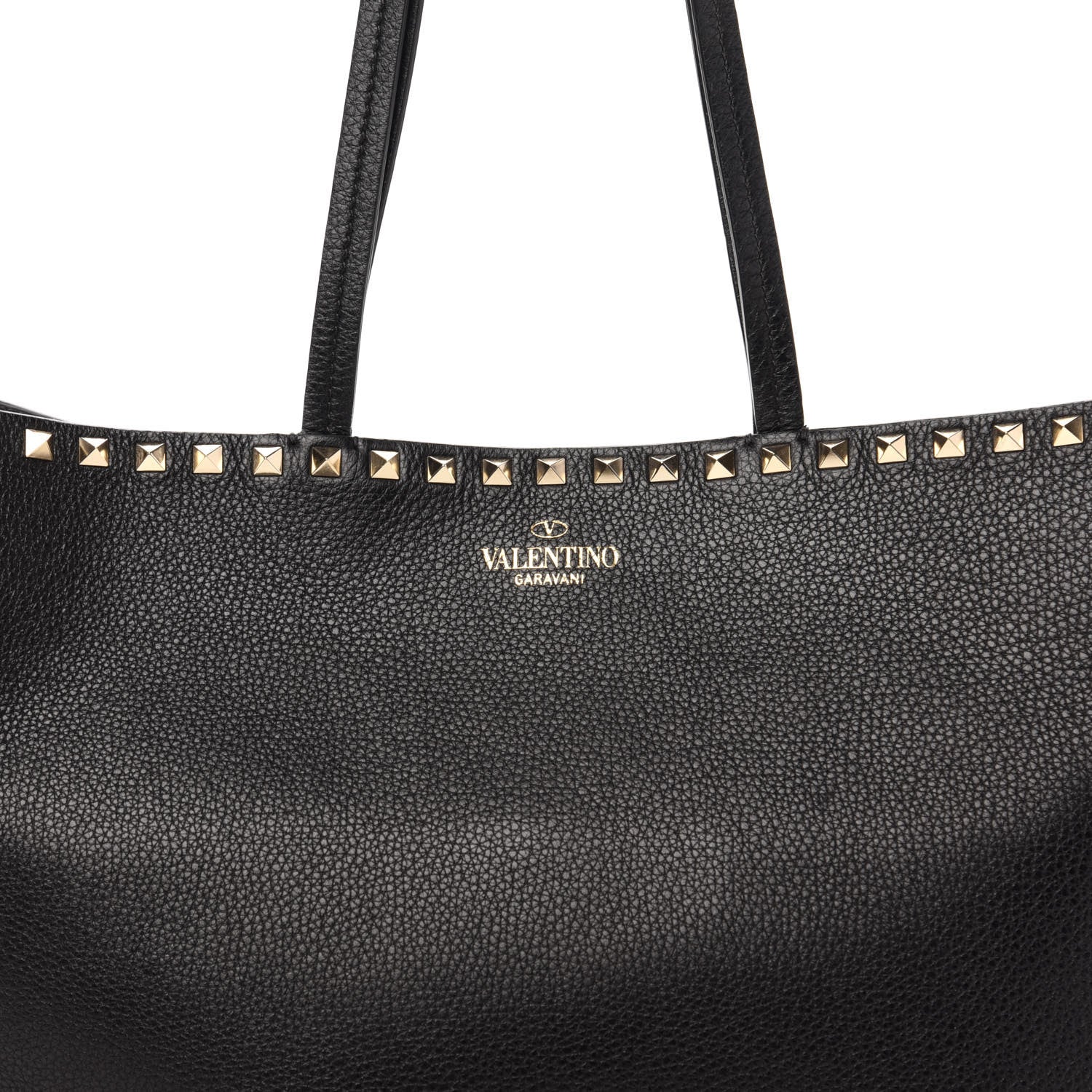 Valentino Garavani Grained Calfskin Rockstud Shoulder Tote Black 10 of 10