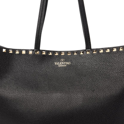 Valentino Garavani Grained Calfskin Rockstud Shoulder Tote Black 10 of 10
